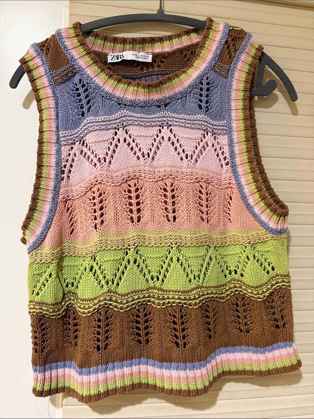Zara Multicolor Knit Sleeveless Sweater Vest